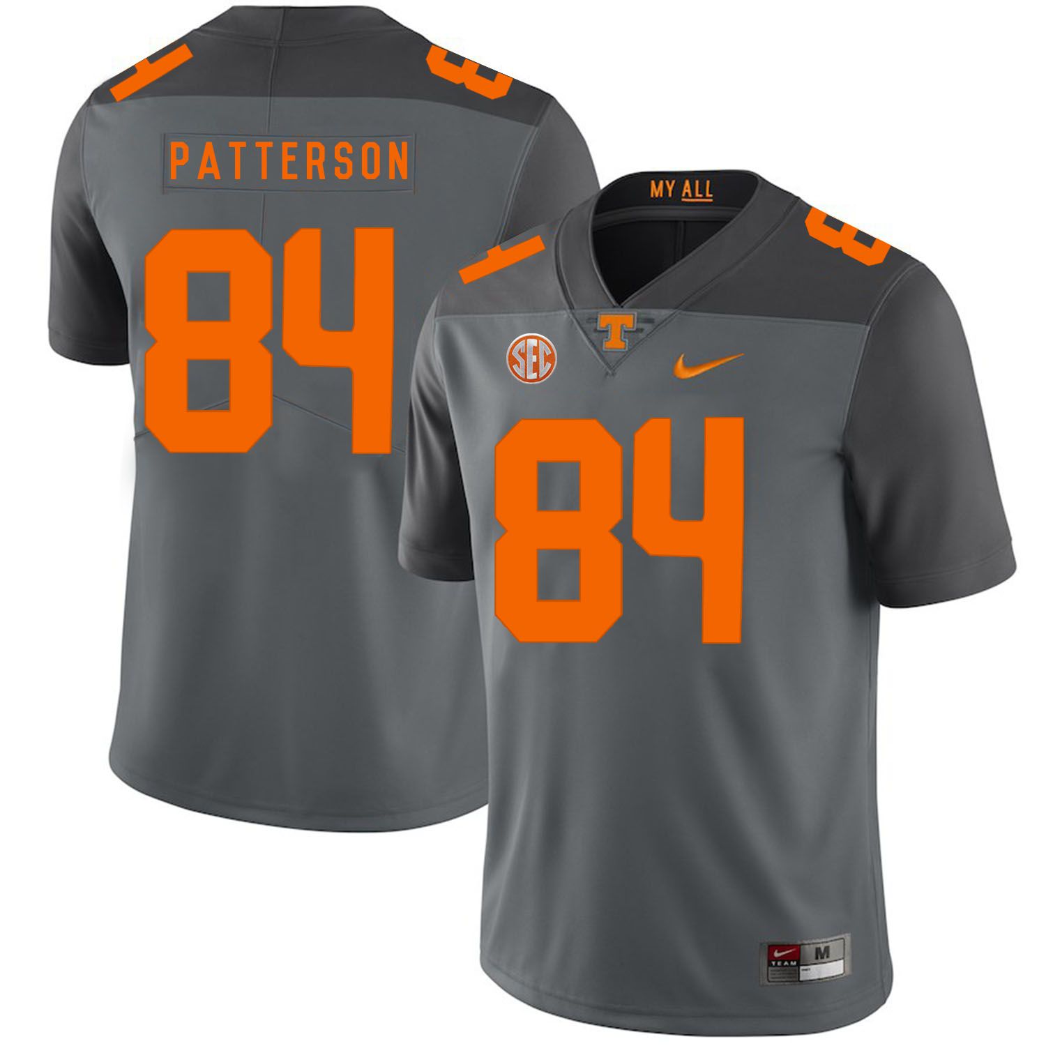 Men Tennessee Volunteers #84 Patterson Grey Customized NCAA Jerseys->customized ncaa jersey->Custom Jersey